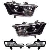 پکیج چراغ جلو جفت دنا (بالامپ و موتور و ال ای دی)مدرن به همراه مه شکن جلو بدون لامپ