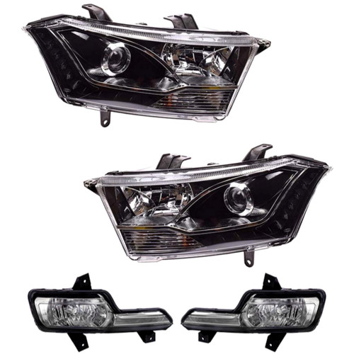 پکیج چراغ جلو جفت دنا (بالامپ و موتور و ال ای دی)مدرن به همراه مه شکن جلو بدون لامپ